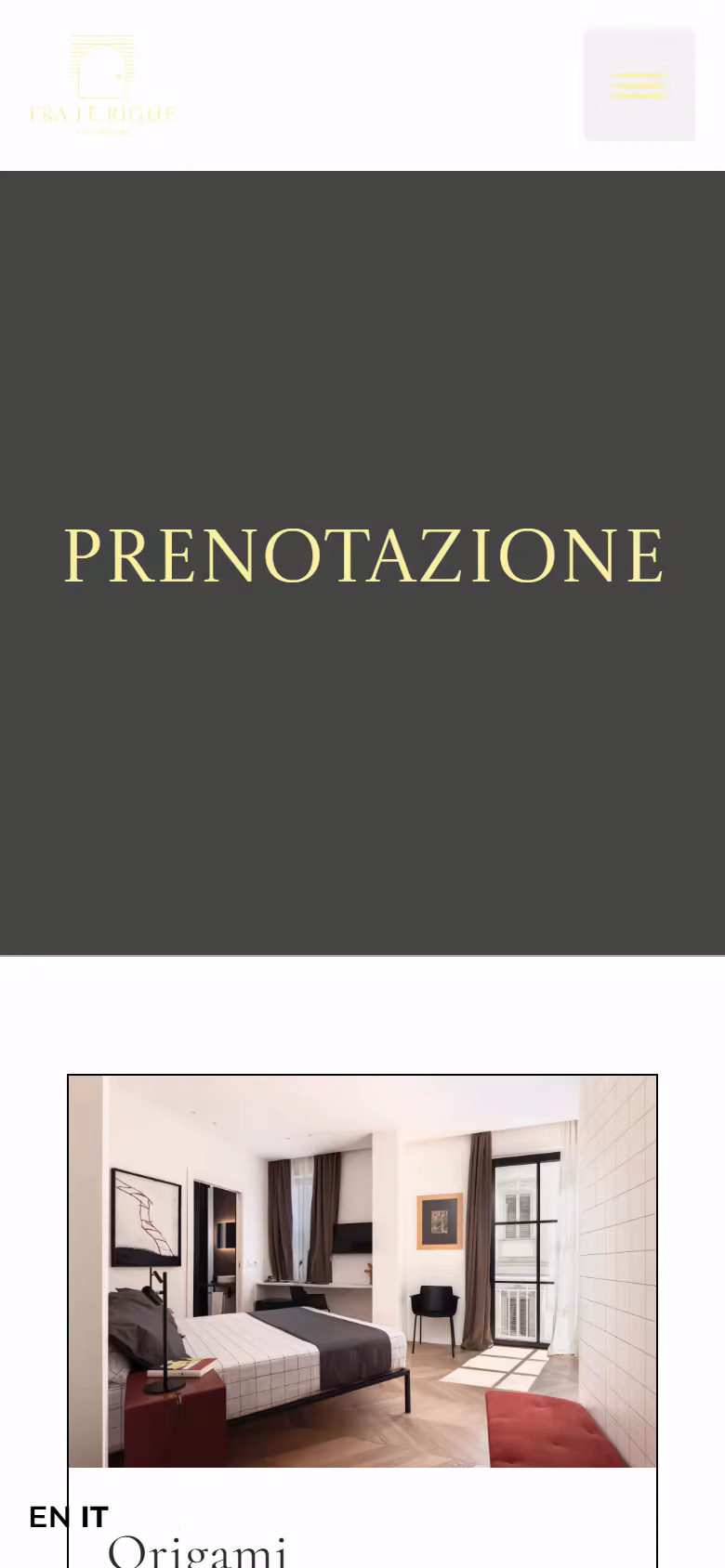 La vecchia pagina di prenotazione su telefono
